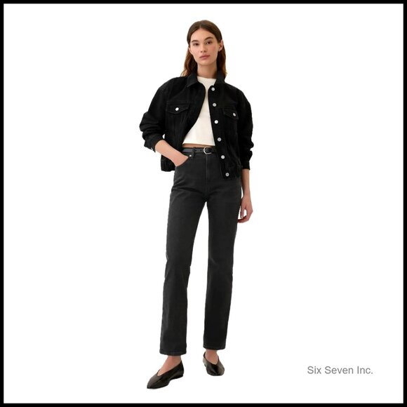 High Rise Straight Leg Denim Jeans 90s Retro Y2K Classic Casual Chic